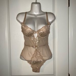 Sophie B Intimates Sheer & Lace Bodysuit with push up bra top